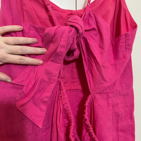 Linen-Blend Tie-Back Corset Midi Dress - Picture 6 of 6